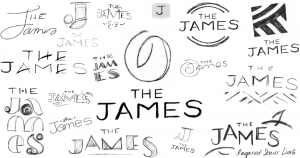 Hand-drawn logos of The James