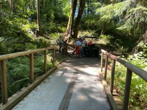 Group of men doing yardwork on a nature trail