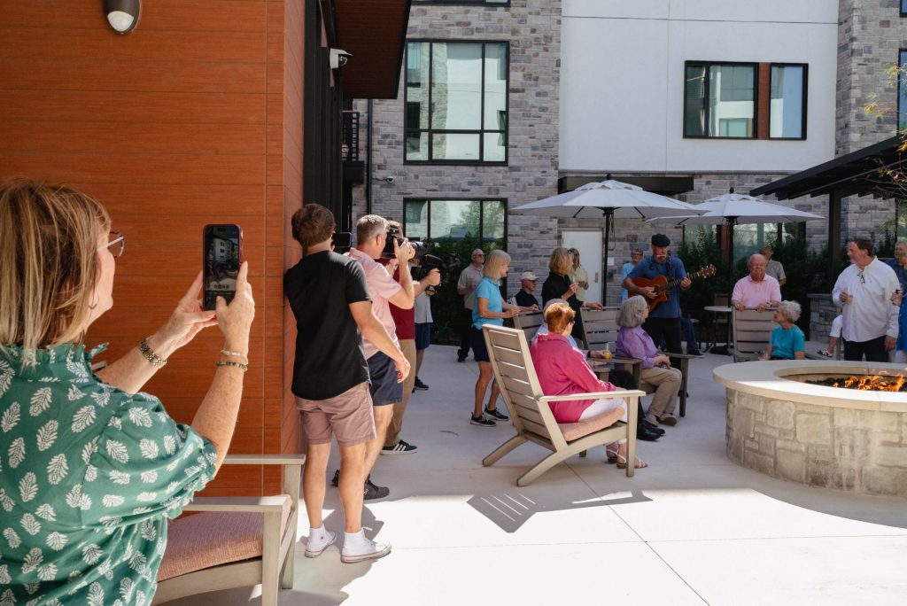 Behind the scenes of capturing a music performance onBallantyne Courtyard at Longhorn Village in Austin, Texas. Photo by Nathalie Warner